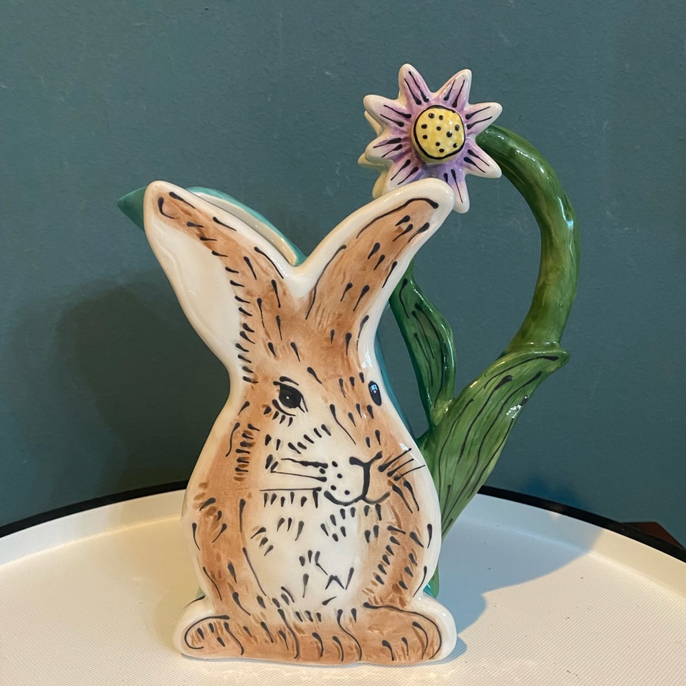 Blue Sky Clayworks Easter Bunny Rabbit Teapot Pitcher 2022
